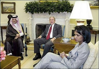 Prince Saud, Prince Bandar meet with President Bush at the White House